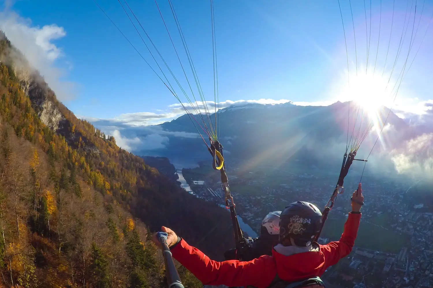 Paragliding over the hills of Interlaken, Switzerland